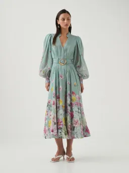 Aje Fleur Shirt Dress Mist Collage Floral Size 12 for rent on The Volte - image 1
