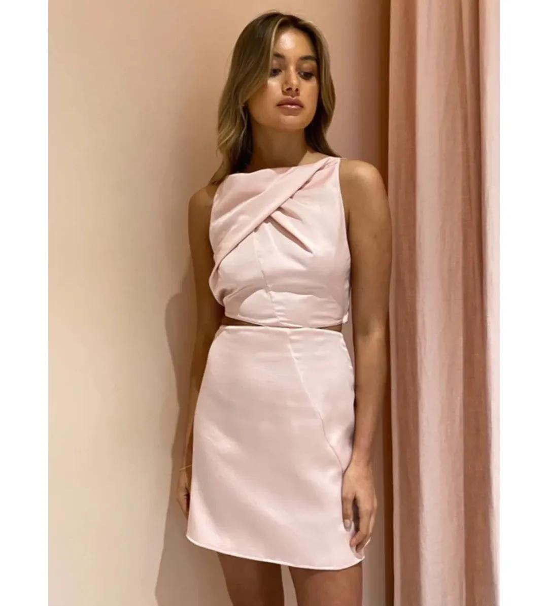 One Fell Swoop Bijoux Mini Dress blush pink size AU 10 for rent on The Volte - main image