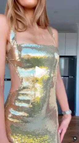 Meshki Sequin Cut Out Maxi DressGold Size 8 for rent on The Volte - image 4