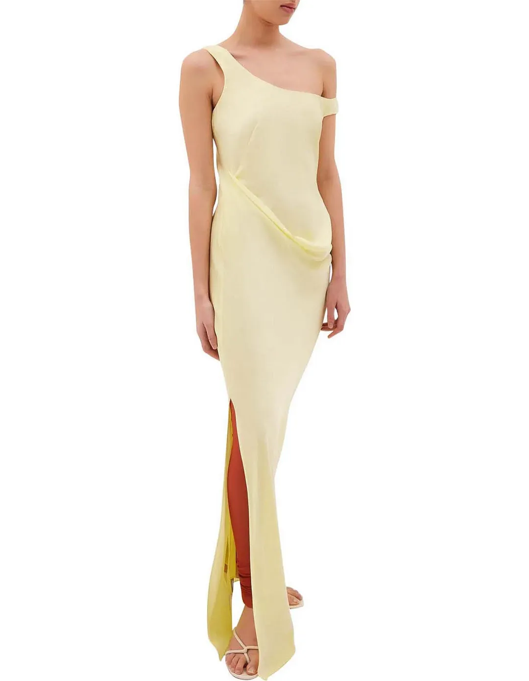 Bianca Spender Leonora Satin Crepe in Lemon Yellow Butter Dress size 2 / 10 AU for rent on The Volte - main image