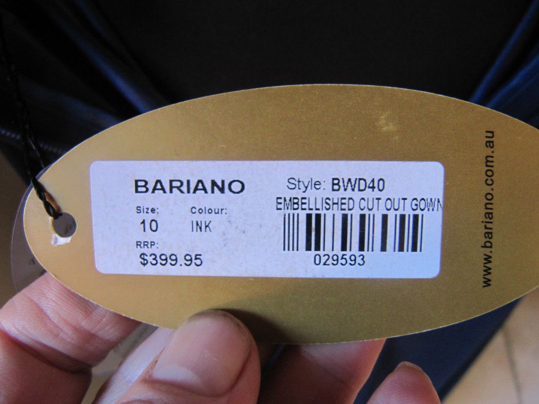 Bariano Embelished cut out gown Dress Navy Size 10 for rent on The Volte - main image