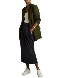 Reiss Nora Ruched Jersey Midi Skirt Navy Size AU 12 for rent on The Volte - image 1