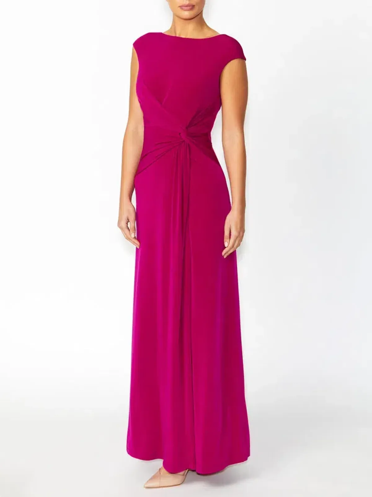 Anthea Crawford Tiffany Fuchsia Jersey Maxi Gown Fuchsia Size 14   for rent on The Volte - main image