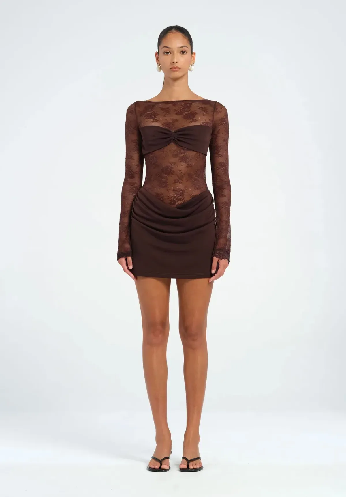Benni Oskar Mini Dress Brown Size 6 for rent on The Volte - main image