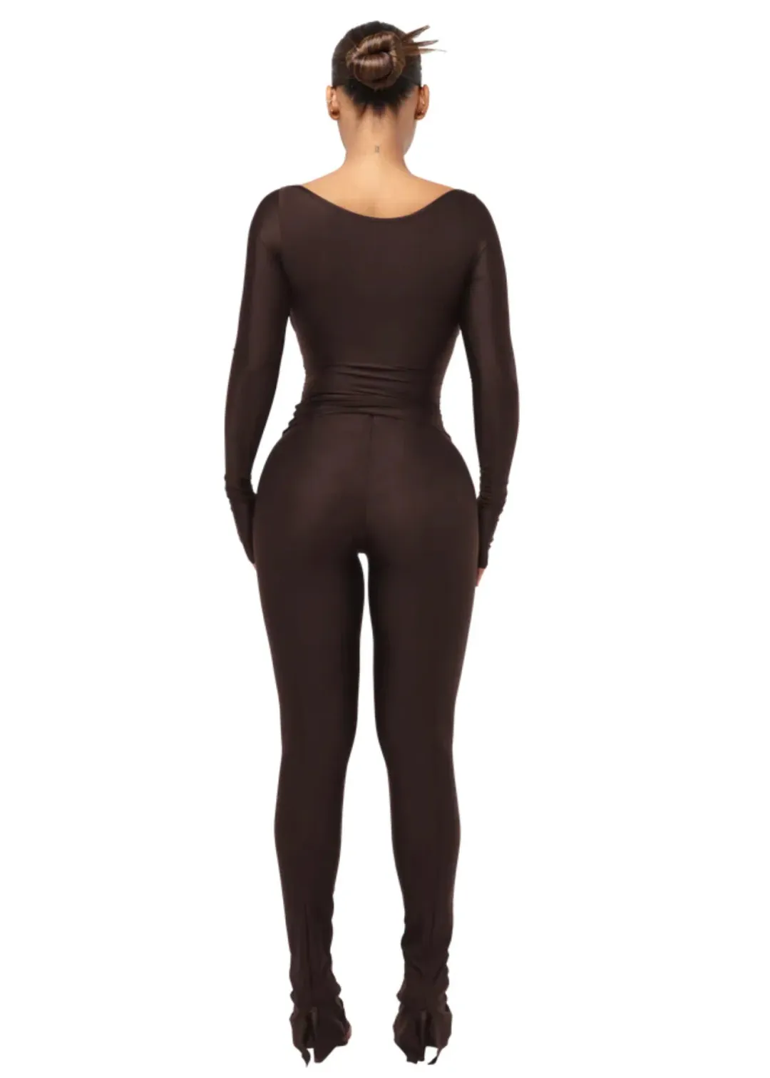 COUCOO LANAI LONG-SLEEVED TOP & LEGGINGS CHOCOLATE SIZE 8 for rent on The Volte - main image