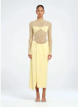Benni Colton Midi Dress in Butter Size 8 for rent on The Volte - image 1