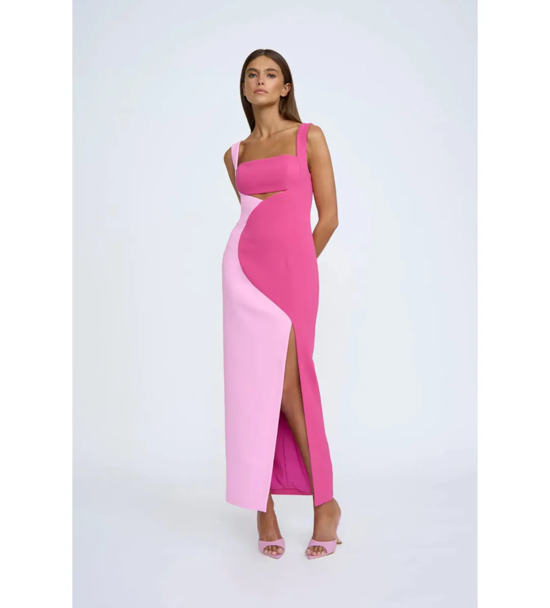 By Johnny Caterina Two Tone Curve Midi Pink Multi Size 6 for rent on The Volte - main image