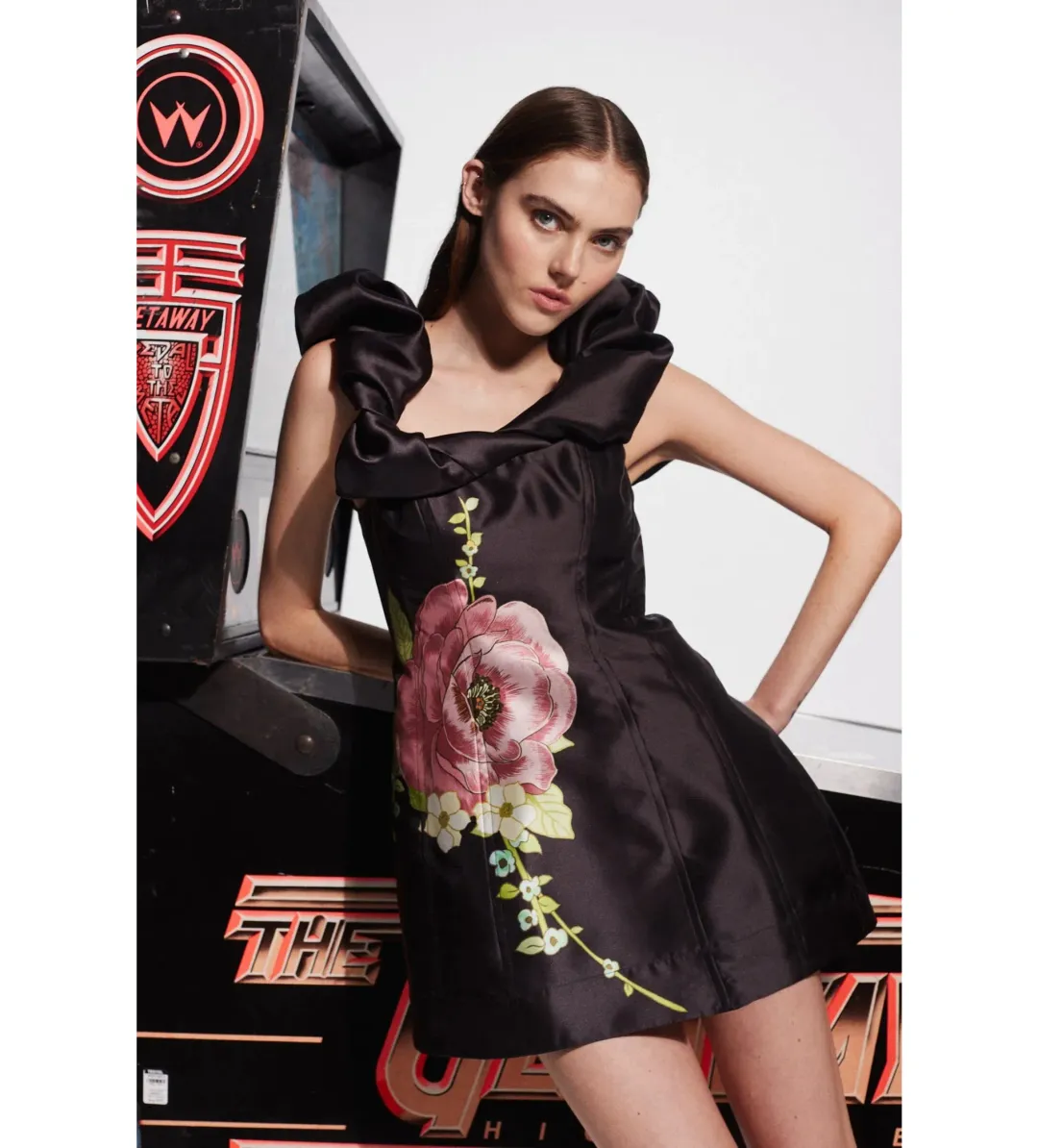 ALÉMAIS Regent Noir Mini Dress size 14 for rent on The Volte - main image