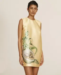 Alemais Sol Satin Crepe Mini Dress Yellow Size 10 for rent on The Volte - image 2