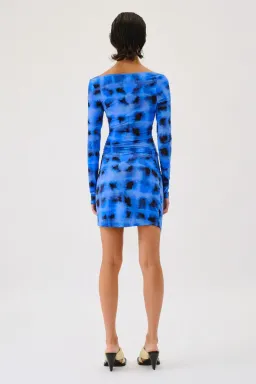 Suboo Shibori Long Sleeve Off Shoulder Dress Mini Blue Size 8 for rent on The Volte - image 3