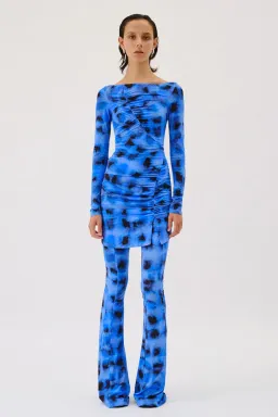 Suboo Shibori Long Sleeve Off Shoulder Dress Mini Blue Size 8 for rent on The Volte - image 4