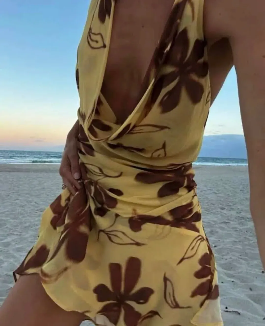 Benni Harlow Halter Dress in Butter Floral Size AU 8 for rent on The Volte - main image