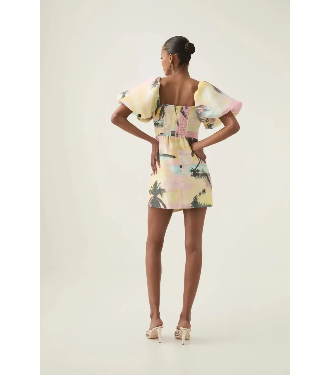 Aje Paradise Wrap Front Mini Dress Sunset Sky Size AU 10 for rent on The Volte - main image
