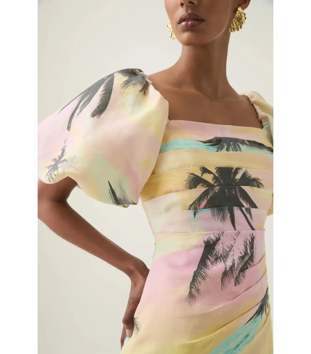 Aje Paradise Wrap Front Mini Dress Sunset Sky Size AU 10 for rent on The Volte - main image