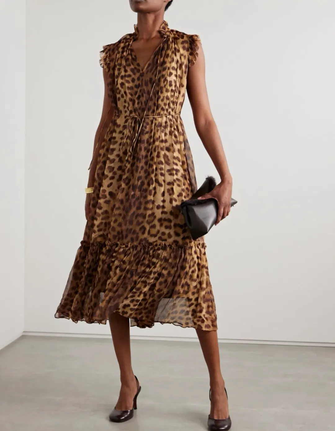 Zimmermann Crush Leopard Midi Dress Print Size 14 for rent on The Volte - main image