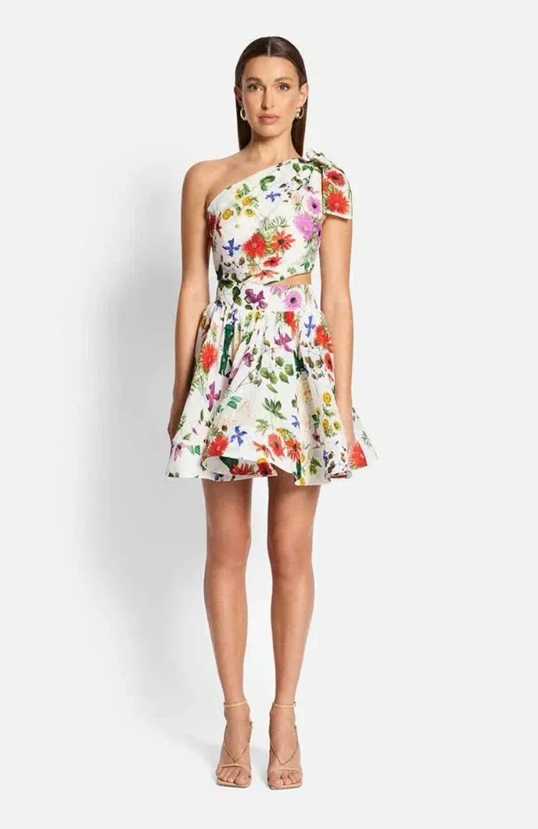Sofia The Label Birdie One Shoulder Mini Dress Enchanted Floral Size 10 for rent on The Volte - main image