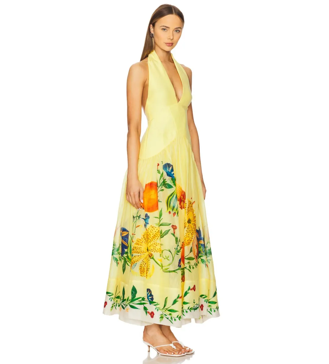 Alemais Dahlia Halter Maxi Dress Gown in Yellow Size  AU 14 for rent on The Volte - main image