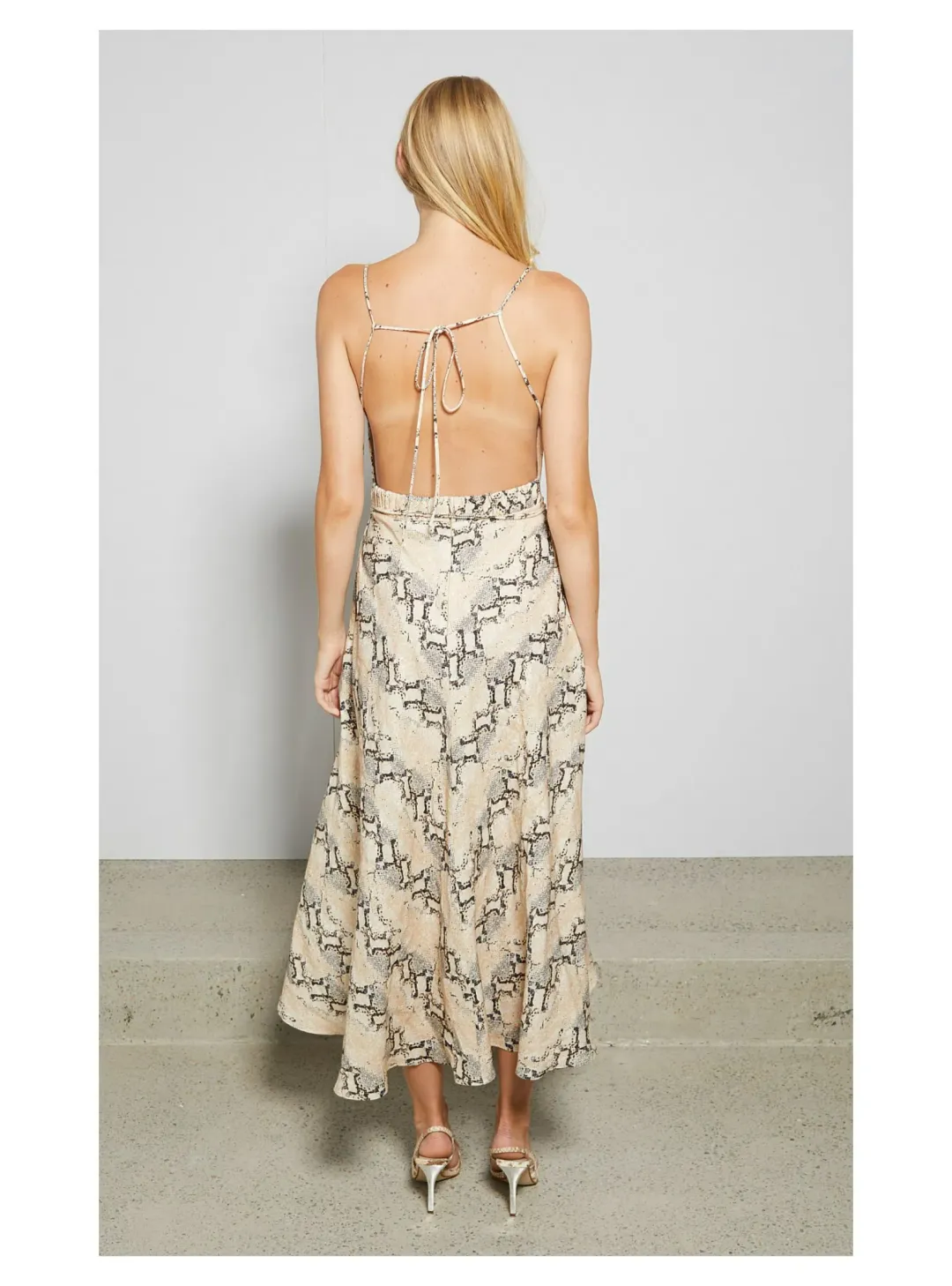 Bec & Bridge Franco Midi Dress Snakeskin Print Size AU 8 for rent on The Volte - main image