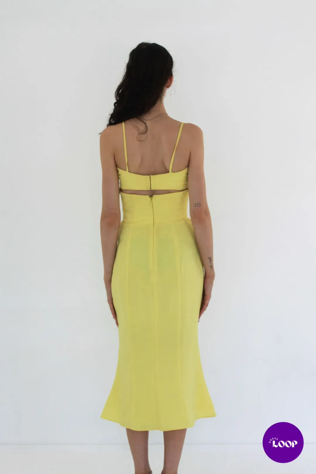 House Of Cb Soren Buttercup Cutout Midi Dress Size AU 8 for rent on The Volte - main image