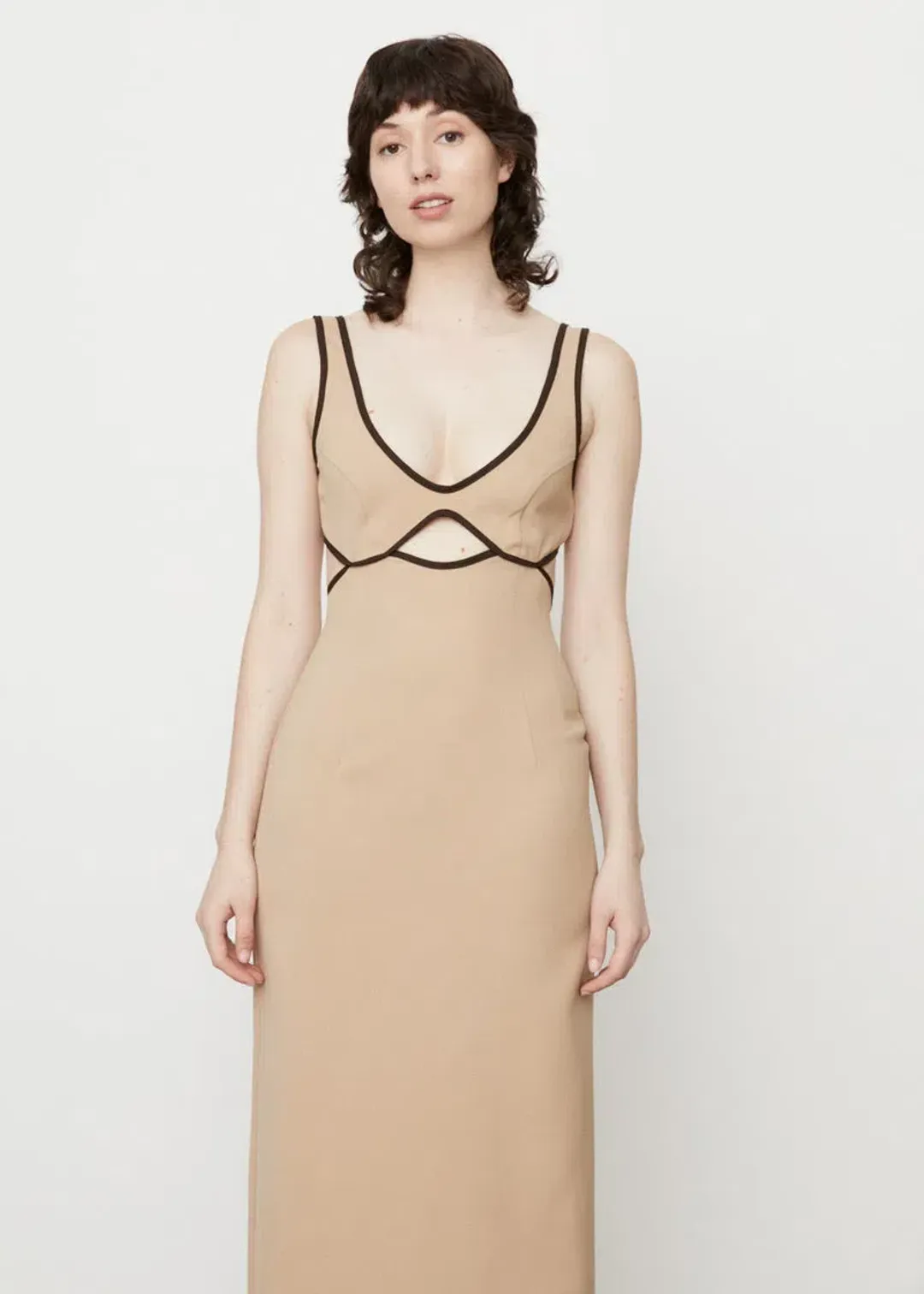 Wynn Hamlyn Burn Out Bodice Dress Beige Size 10 for rent on The Volte - main image