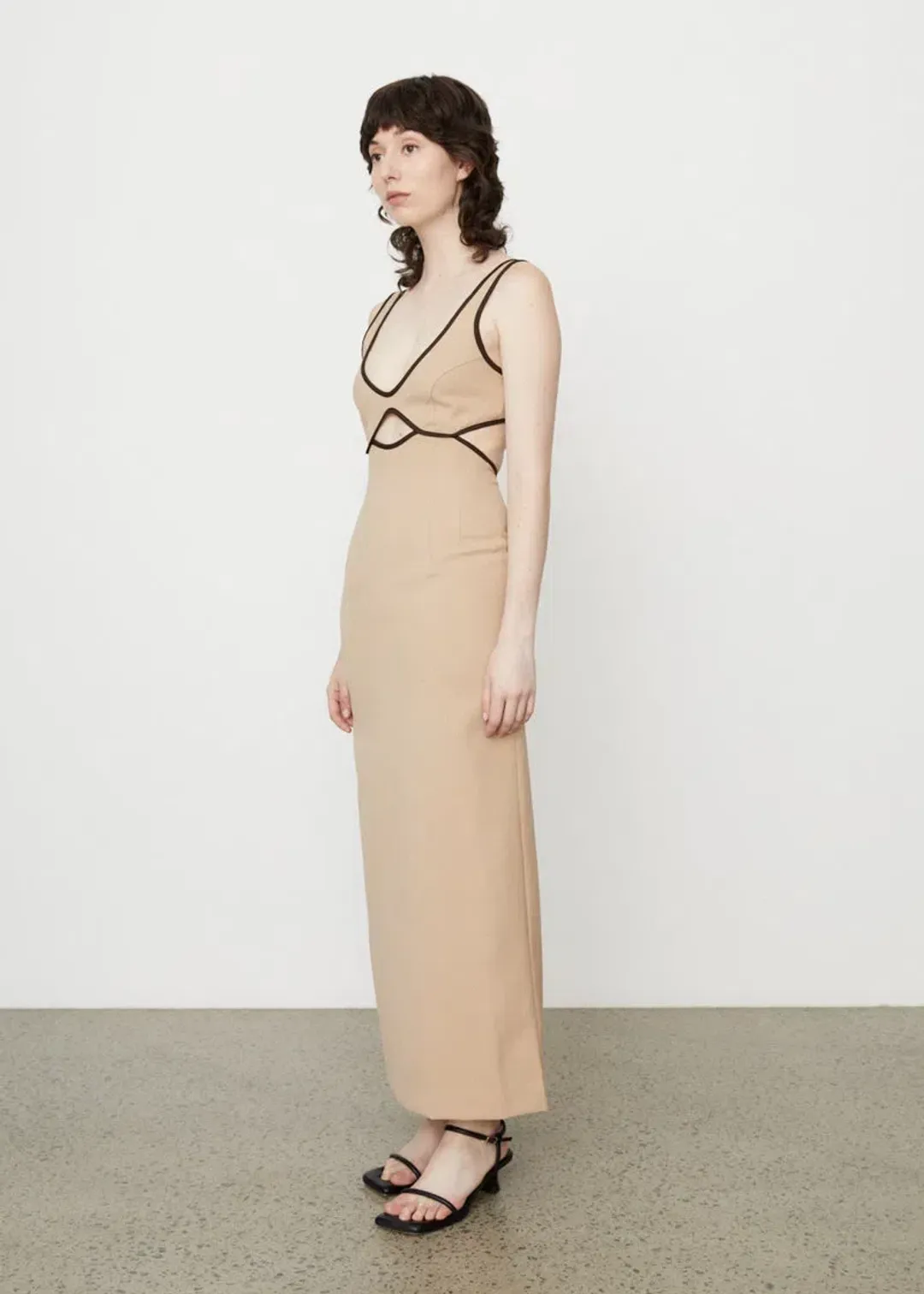 Wynn Hamlyn Burn Out Bodice Dress Beige Size 10 for rent on The Volte - main image