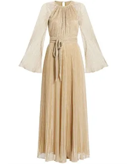 Simkhai Long Sleeve Belted Maxi Gown Gold Size 12/8 for rent on The Volte - image 3