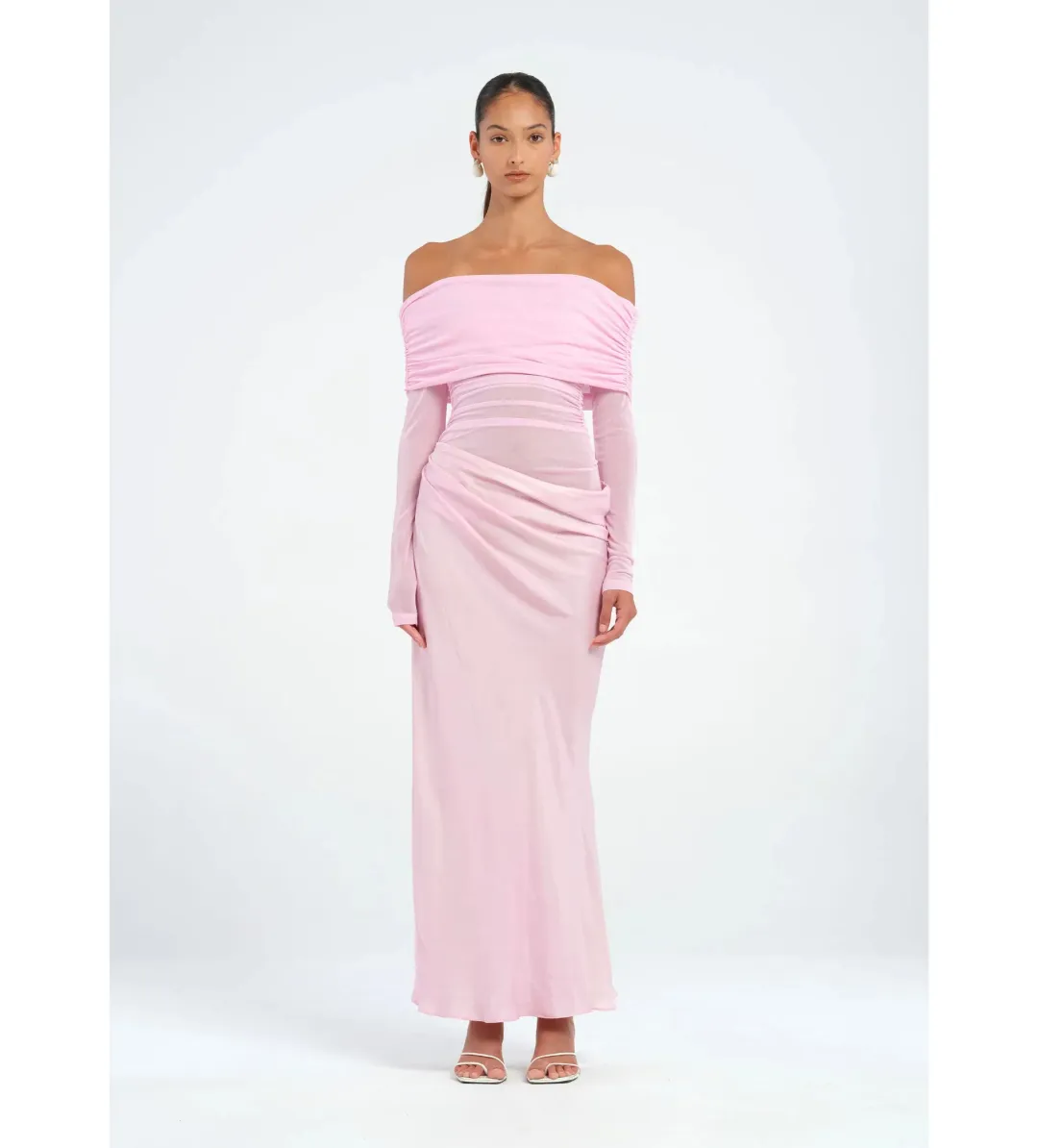 Benni Yasmin Off Shoulder Maxi Baby Pink Size 6 for rent on The Volte - main image