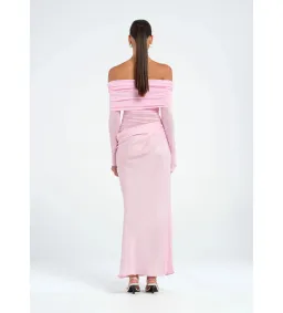 Benni Yasmin Off Shoulder Maxi Baby Pink Size 6 for rent on The Volte - image 3