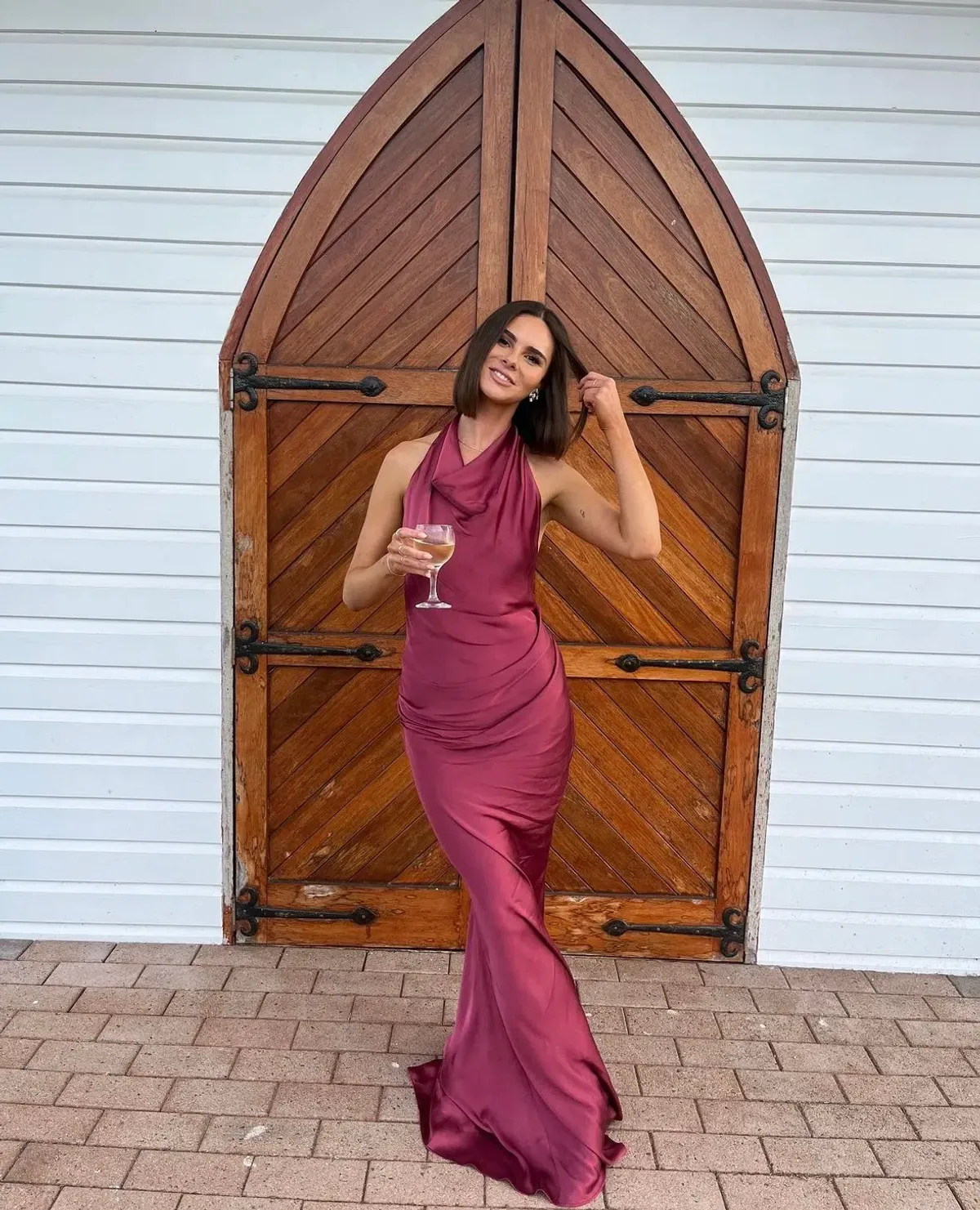 Arcina Ori Gaia Dress Burgundy Rich Plum Hue Size S / AU 8 for rent on The Volte - main image