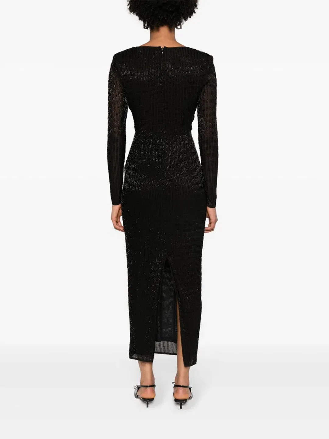 Self Portrait Beaded Mesh Midi Dress Black Size 10 for rent on The Volte - main image