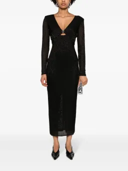 Self Portrait Beaded Mesh Midi Dress Black Size 10 for rent on The Volte - image 4