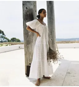 Palm Noosa Amalfi Broderie Anglais Maxi Dress White Size AU 10 for rent on The Volte - image 3