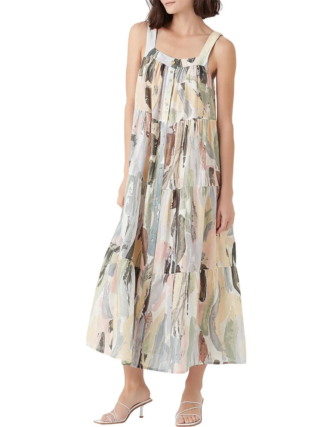 Aje Paperbark Tiered Midi Dress Size 14 for rent on The Volte - main image