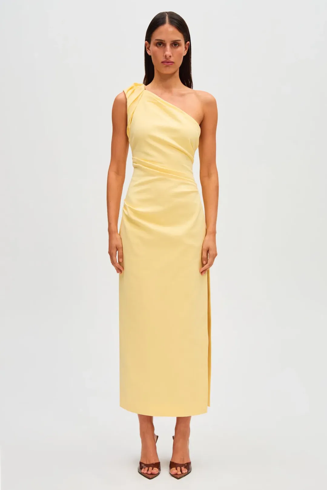 Misha Aubree Midi Dress Lemon Yellow Size 10/M for rent on The Volte - main image