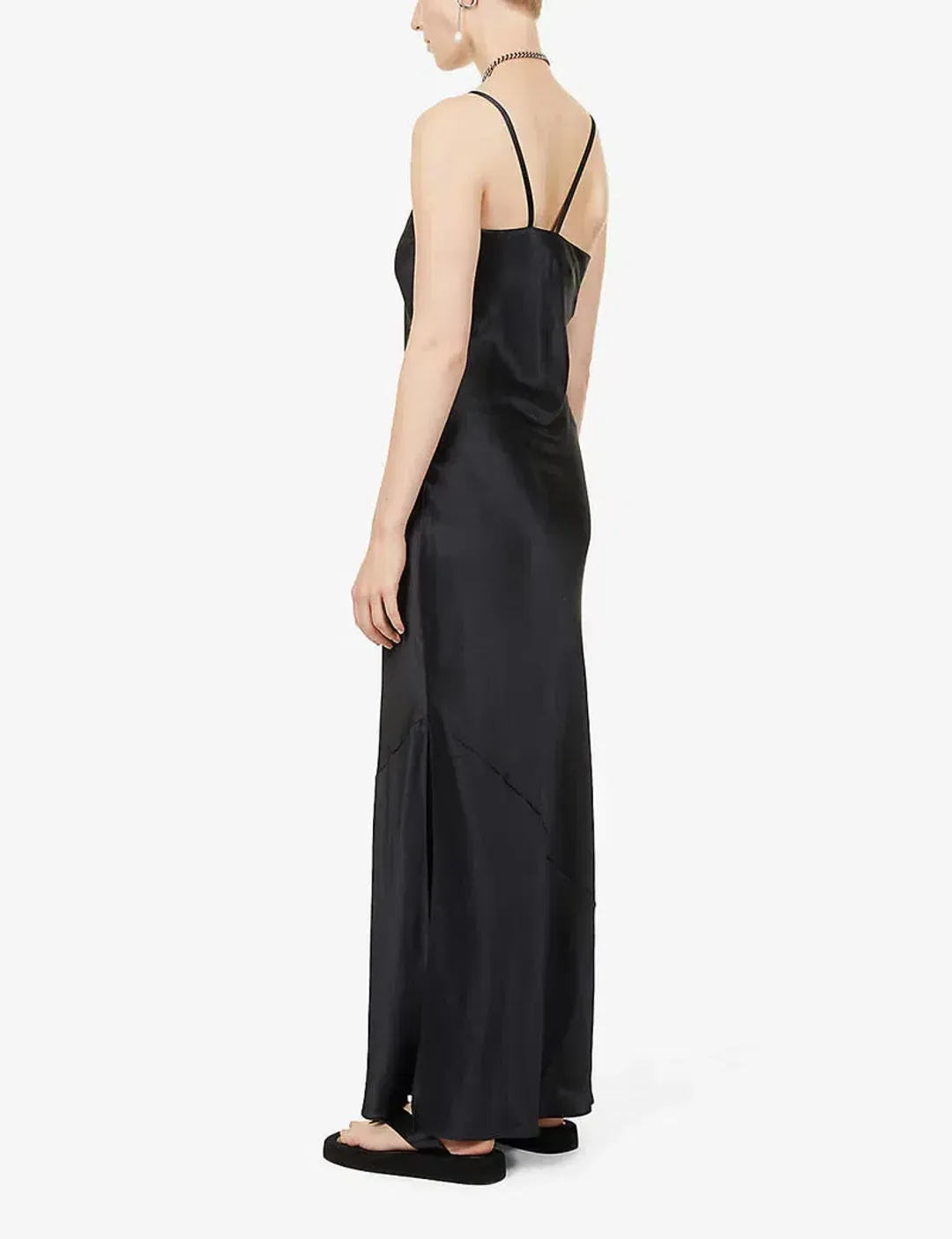 Sir the Label Julien Asymmetric Slip Dress Black Size 8  for rent on The Volte - main image