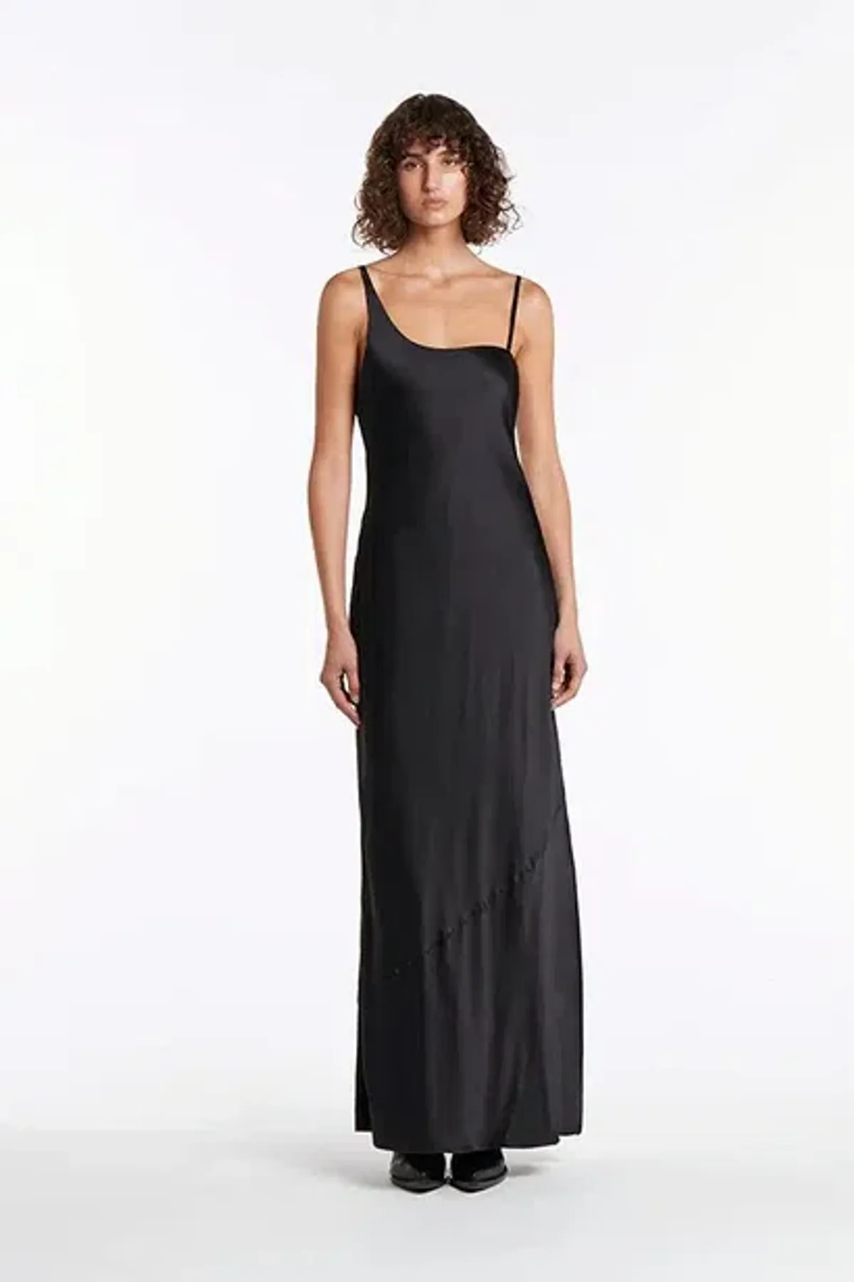 Sir the Label Julien Asymmetric Slip Dress Black Size 8  for rent on The Volte - main image