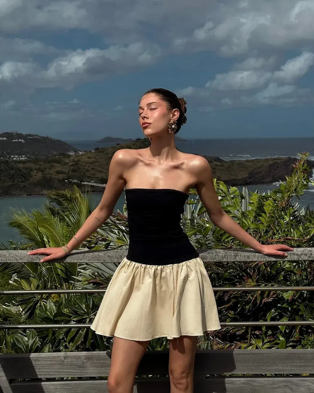 Arcina Sri Celine Mini Dress Black and Ivory Size M for rent on The Volte - main image