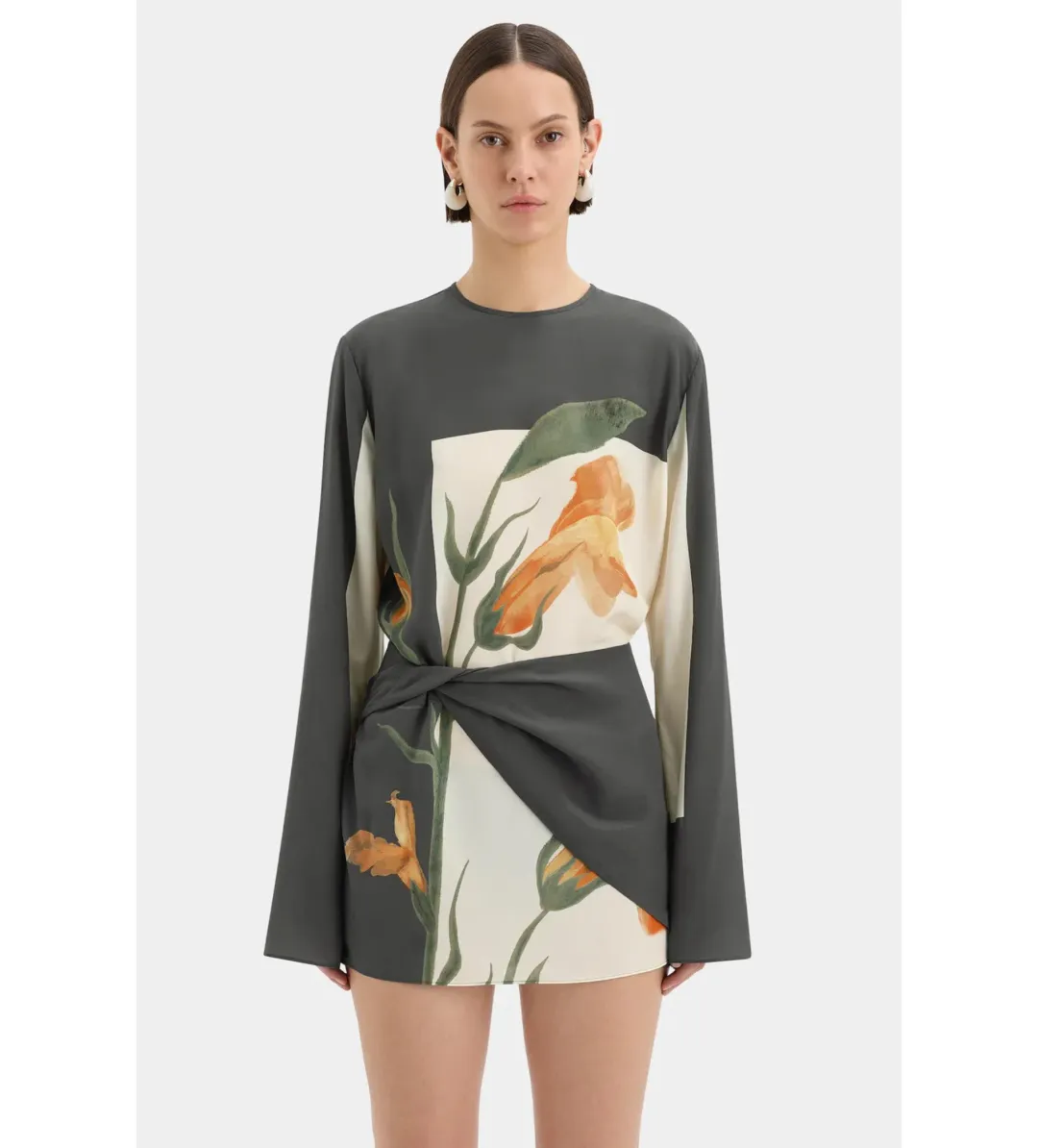 Sir the Label Constance Twist Mini Dress Iris Floral Size AU 10 for rent on The Volte - main image