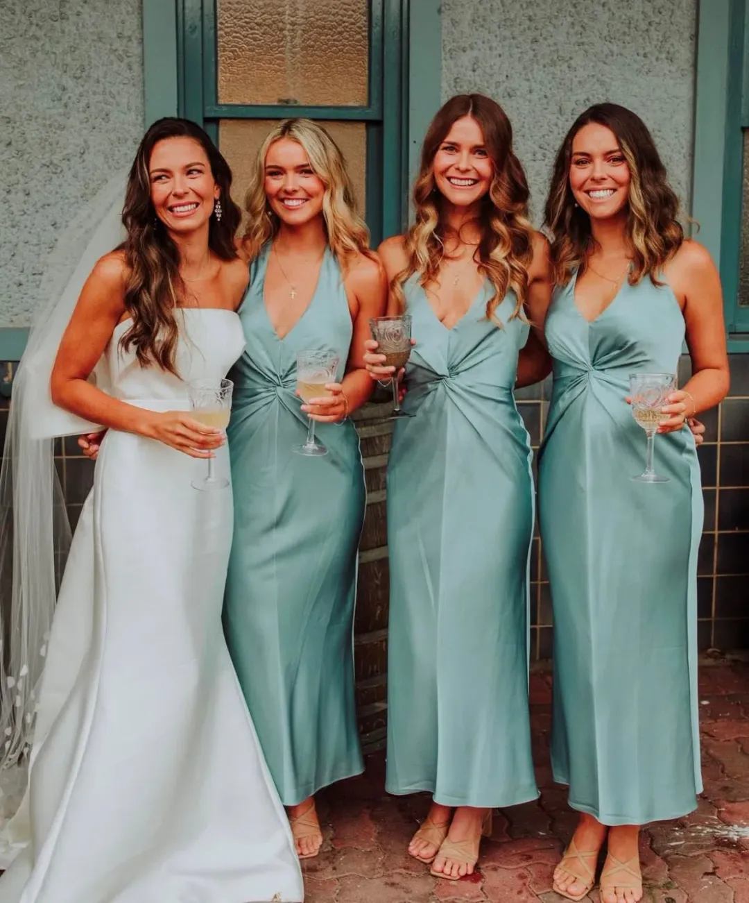 Shona Joy Luxe Twist Front Halter Midi Dress Azure Size 6 for rent on The Volte - main image