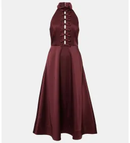 Rebecca Vallance Merlot Halter Midi Dress Burgundy Size 8 for rent on The Volte - image 2