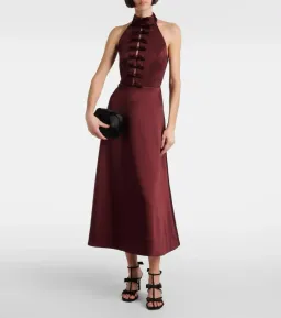 Rebecca Vallance Merlot Halter Midi Dress Size AU 10 for rent on The Volte - image 1