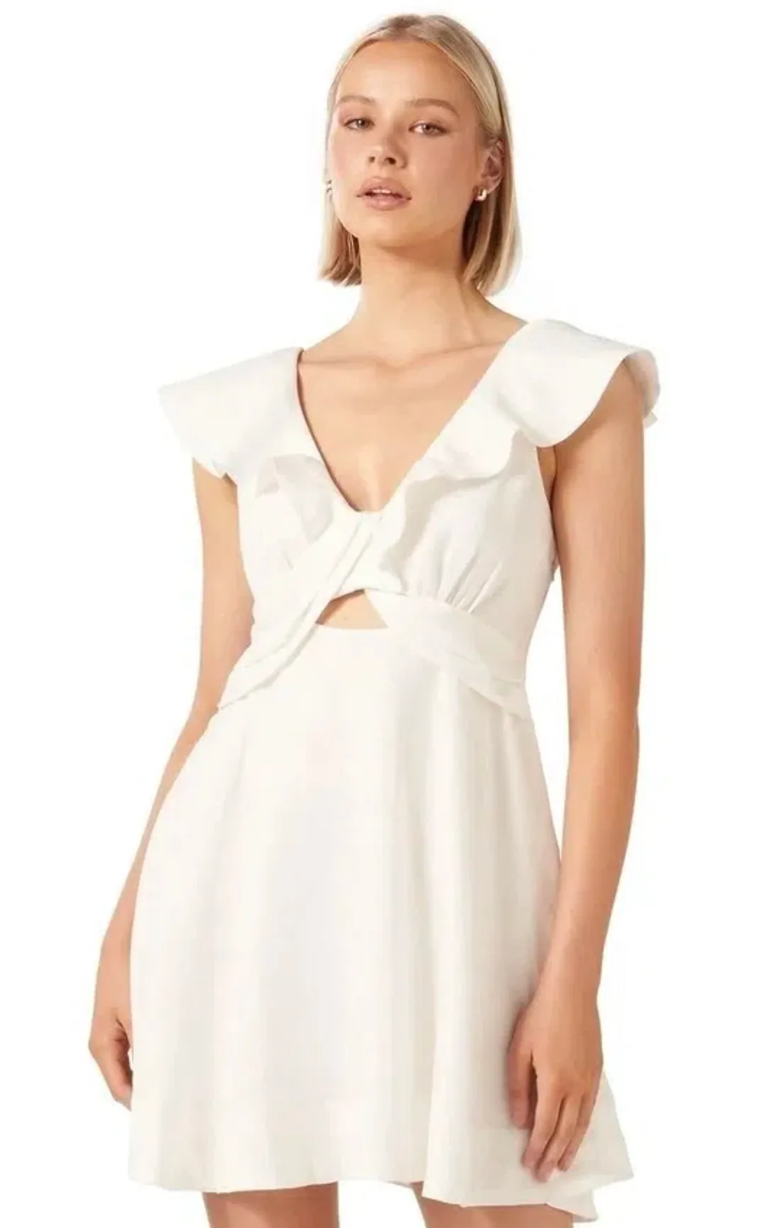 Forever New Maddie Twist Front Mini White Size AU 4 for rent on The Volte - main image