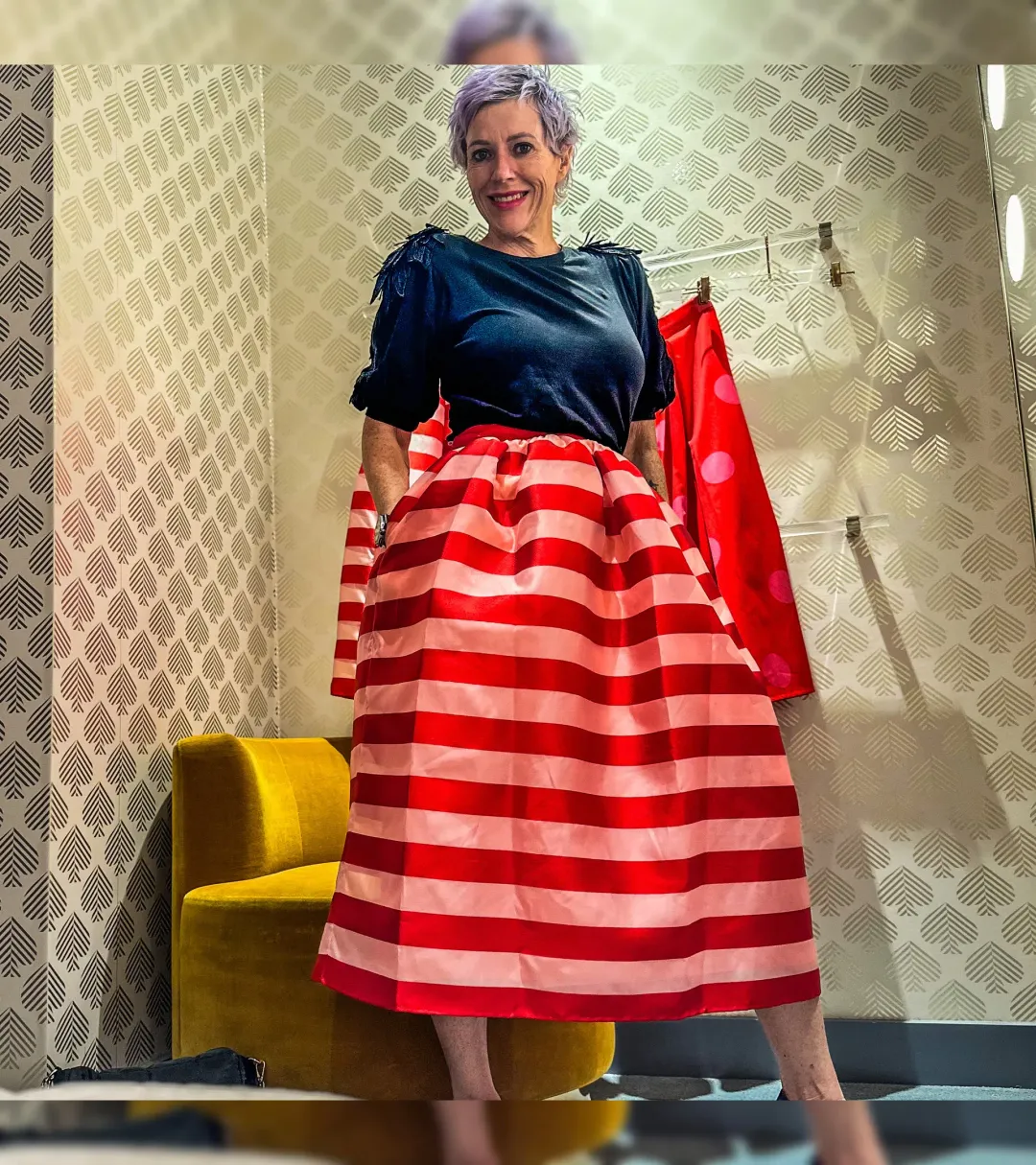 Kate Spade Awning Stripe Organza Midi Skirt Multi Size US 6 / AU10 for rent on The Volte - main image