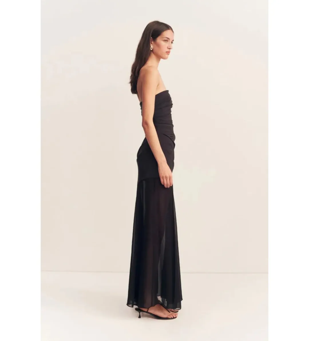 Shona Joy Blainey Strapless Draped Maxi Dress Black Size AU 8 for rent on The Volte - main image