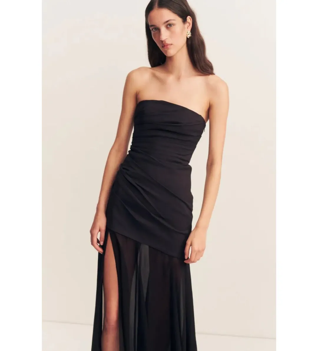 Shona Joy Blainey Strapless Draped Maxi Dress Black Size AU 8 for rent on The Volte - main image