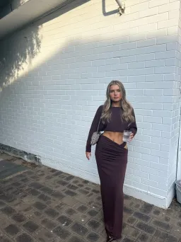 Natalie Rolt Filipa Set- Espresso- Size 0 (6) top & size 1 (8) skirt  for rent on The Volte - image 2