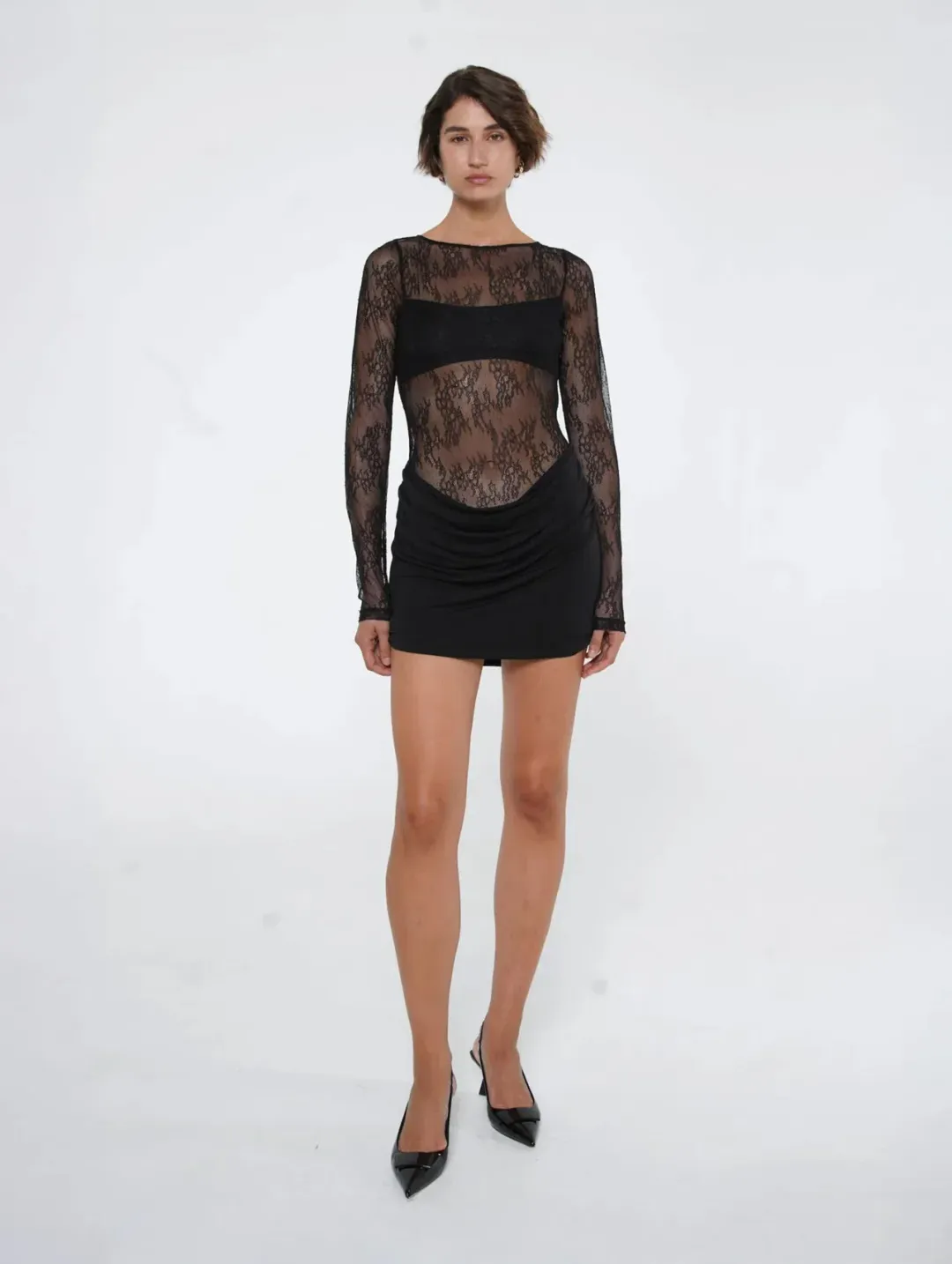Benni Yana Lace Mini Dress- Black- Size 12 for rent on The Volte - main image