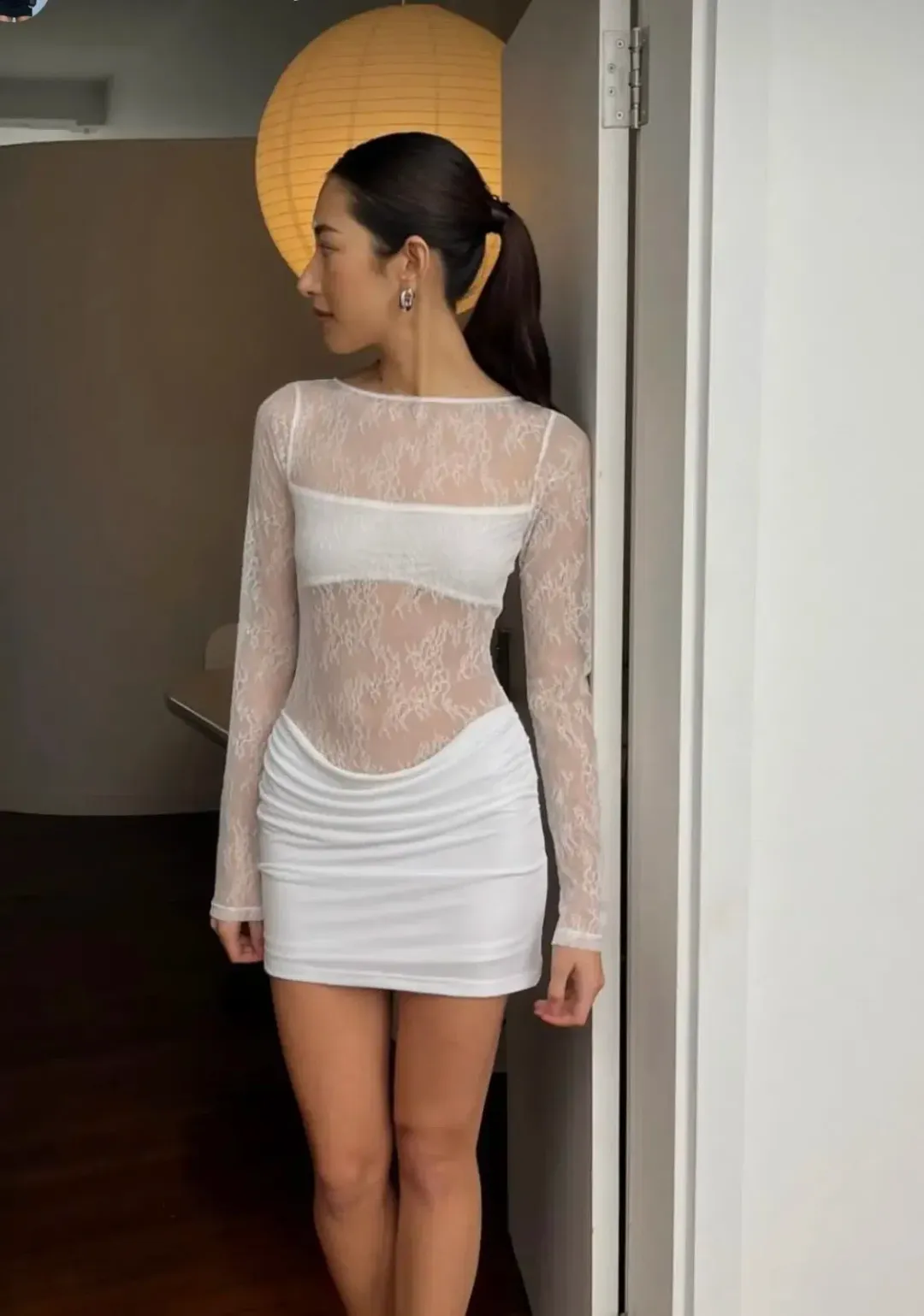 Benni Yana Lace Mini Dress- White- Size 8 for rent on The Volte - main image