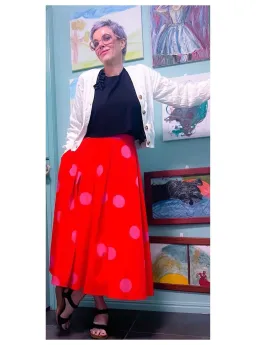 Kate Spade Giant Dot Faille Midi Skirt Orange Print Size 8 US / 12 UK/AU for rent on The Volte - image 6