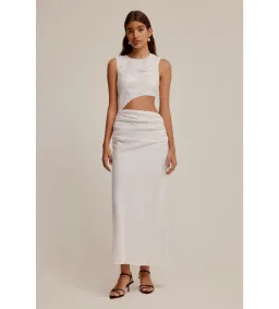 Venroy Linen Cut Out Dress White Size AU 10 for rent on The Volte - image 1